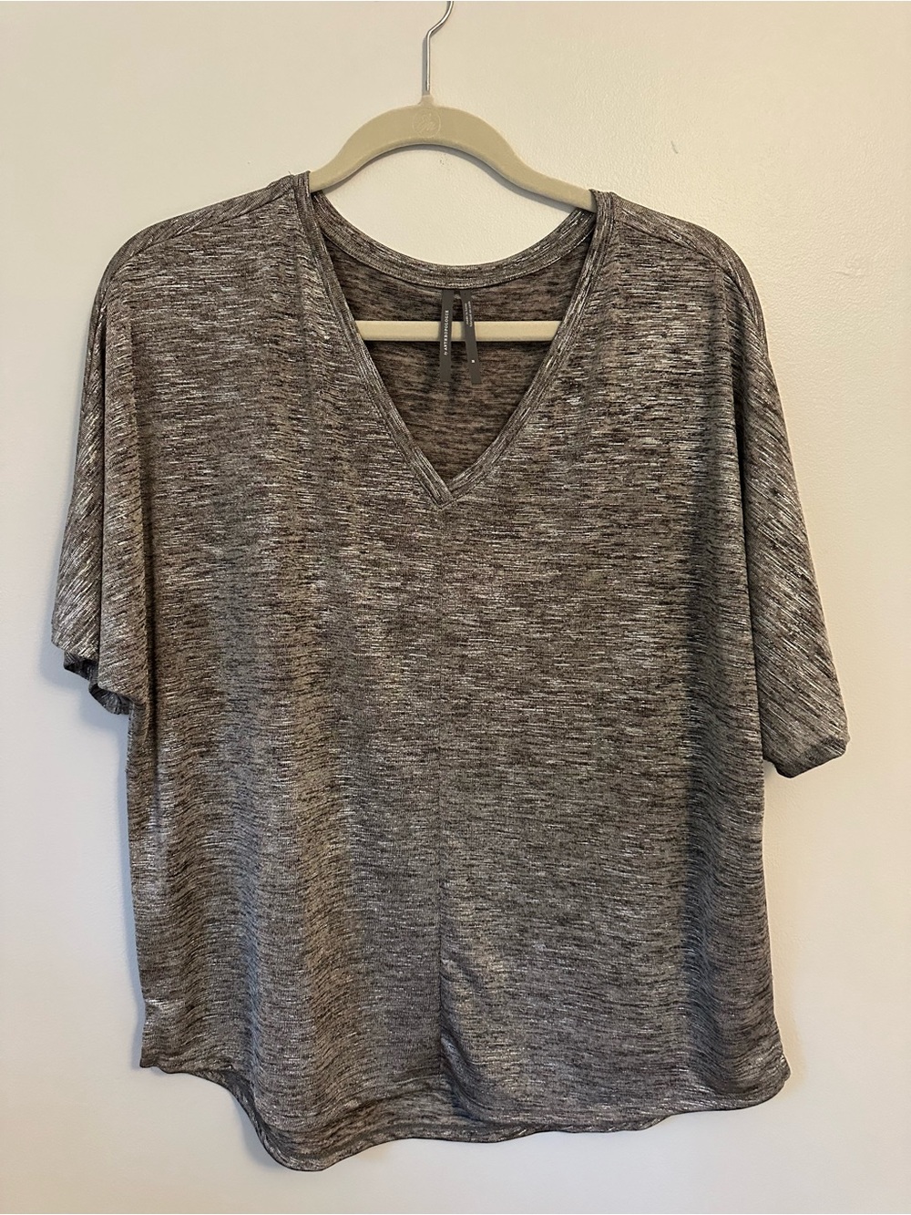 Anthropologie Relaxed V-Neck Tee in Heather Gray